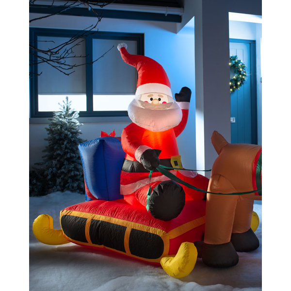 The Seasonal Aisle PreLit Santa With Reindeer Inflatable Wayfair.co.uk